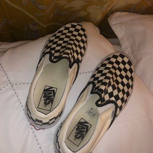 Black Checkered Slip On Vans